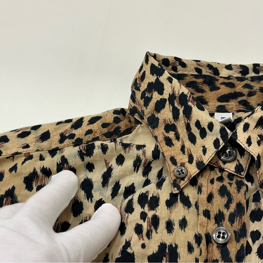 Vintage Moschino Mare Leopard Print Casual Button-Down Shirt US 32/S IT 40 - Picture 5 of 13